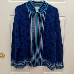 Appleseed’s Innsbruck Blue Zip-Front Cardigan.  Size:  Medium.